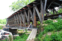 Cabin Creek covered bridge - repairs in progress