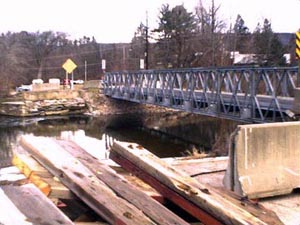 Paper Mill Bridge gone. Photo by R. Wilson 1/6/00