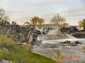 Bridgeton Covered Bridge fire. Photo by Cathy
Harkrider May 28, 2005