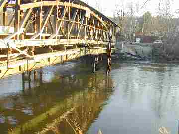 Flood waters came within 
14 inches of the steel supporting beams<br>Photo from Joe Nelson Nov 21, 2003