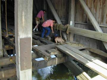 Pulp Mill Bridge
Repairs. Photo by Joe Nelson, June 28, 2002