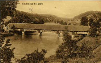 Historical picture of the Neubrücke by the woods of
Bremgarten near Bern taken in 1913